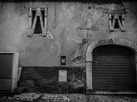 Damaged building in the historic center of L'Aquila, severely damaged after the earthquake of April 6, 2009. (