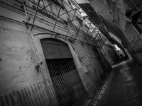 A street in the historic center of L'Aquila, severely damaged after the earthquake of April 6, 2009. (