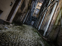 A street in the historic center of L'Aquila, severely damaged after the earthquake of April 6, 2009. (