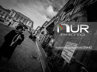 Historical bar "Fratelli Nurzia" in Duomo Square, in the center of L'Aquila, on January 11, 2014. (