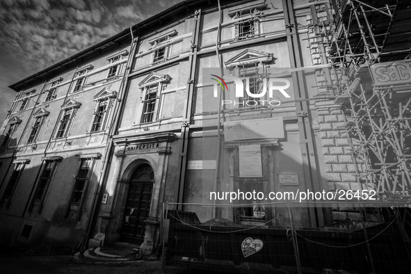 Carli Palace, the historical seat of the University of L'Aquila severely damaged after the earthquake of April 6, 2009. 