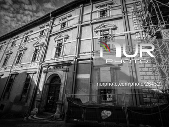 Carli Palace, the historical seat of the University of L'Aquila severely damaged after the earthquake of April 6, 2009. (