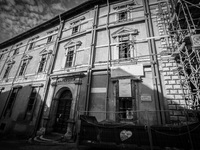 Carli Palace, the historical seat of the University of L'Aquila severely damaged after the earthquake of April 6, 2009. (