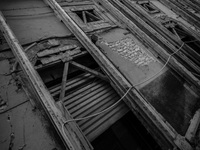 Damaged building in the historic center of L'Aquila, severely damaged after the earthquake of April 6, 2009. (