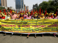 Bangladeshi workers shout slogans as they attend a May Day protest rally in Dhaka, Bangladesh on May 01, 2018. Thousands of workers of sever...