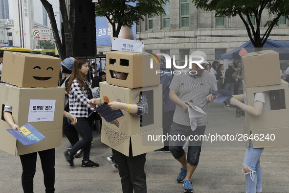 May 1, 2018-Seoul, South Korea-A Twenty thousand members of the Korean Confederation of Trade Unions May Day rally against the government la...