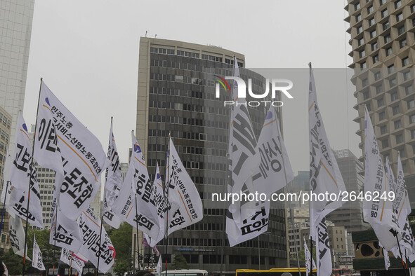 May 1, 2018-Seoul, South Korea-A Twenty thousand members of the Korean Confederation of Trade Unions May Day rally against the government la...