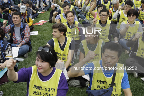 May 1, 2018-Seoul, South Korea-A Twenty thousand members of the Korean Confederation of Trade Unions May Day rally against the government la...