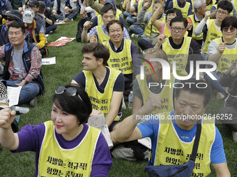 May 1, 2018-Seoul, South Korea-A Twenty thousand members of the Korean Confederation of Trade Unions May Day rally against the government la...