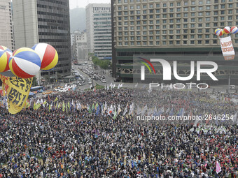 May 1, 2018-Seoul, South Korea-A Twenty thousand members of the Korean Confederation of Trade Unions May Day rally against the government la...