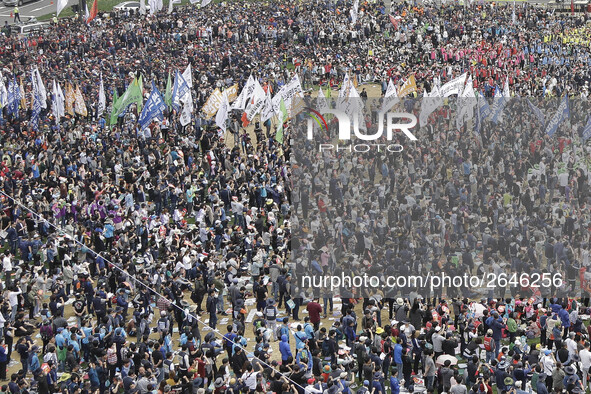 May 1, 2018-Seoul, South Korea-A Twenty thousand members of the Korean Confederation of Trade Unions May Day rally against the government la...