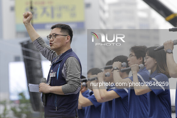 May 1, 2018-Seoul, South Korea-A Twenty thousand members of the Korean Confederation of Trade Unions May Day rally against the government la...