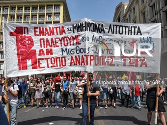 Protesters shout slogans during a rally commemorating May Day in Athens, Greece May 1, 2018. (