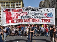 Protesters shout slogans during a rally commemorating May Day in Athens, Greece May 1, 2018. (