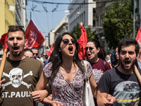 Protesters shout slogans during a rally commemorating May Day in Athens, Greece May 1, 2018. (