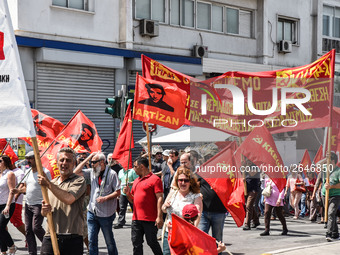 Protesters shout slogans during a rally commemorating May Day in Athens, Greece May 1, 2018. (