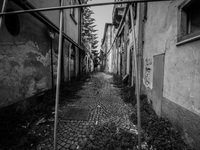 A street in the historic center of L'Aquila, severely damaged after the earthquake of April 6, 2009. (