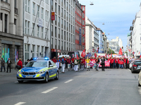 Several thousands followed the invitation of the trade unions such as IG Metall, Verdi, GEW and others to protest at the international worke...