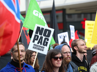 Protesters with sign agaisnt the PAG. Several thousands followed the invitation of the trade unions such as IG Metall, Verdi, GEW and others...