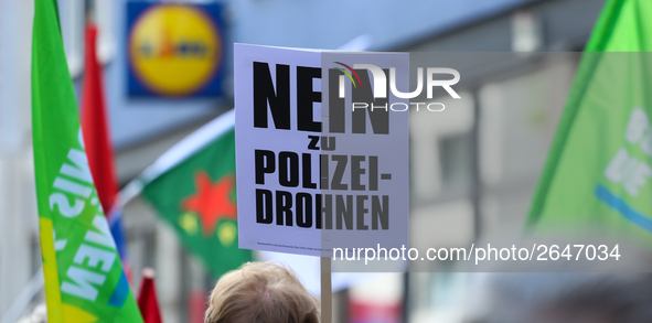 Protesters with sign agaisnt the PAG. Several thousands followed the invitation of the trade unions such as IG Metall, Verdi, GEW and others...