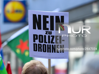 Protesters with sign agaisnt the PAG. Several thousands followed the invitation of the trade unions such as IG Metall, Verdi, GEW and others...