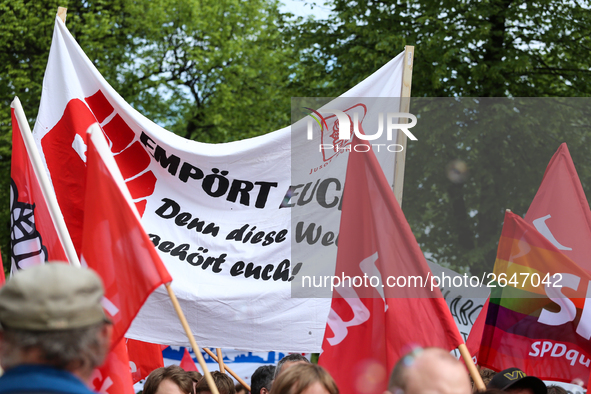 Several thousands followed the invitation of the trade unions such as IG Metall, Verdi, GEW and others to protest at the international worke...