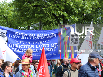 Several thousands followed the invitation of the trade unions such as IG Metall, Verdi, GEW and others to protest at the international worke...