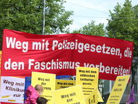 Banner against the Polizeiaufgabengesetz and Fascism. Several thousands followed the invitation of the trade unions such as IG Metall, Verdi...