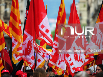 demostration of the first of May, on 1th May 2018 in Barcelona, Spain. 
 -- (