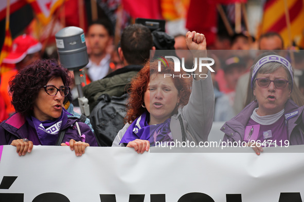 demostration of the first of May, on 1th May 2018 in Barcelona, Spain. 
 -- 