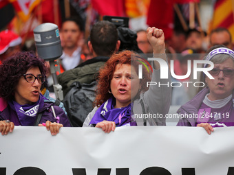 demostration of the first of May, on 1th May 2018 in Barcelona, Spain. 
 -- (