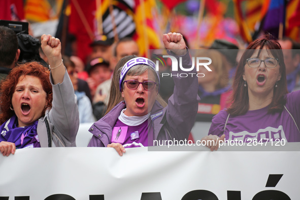 demostration of the first of May, on 1th May 2018 in Barcelona, Spain. 
 -- 