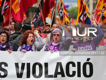 demostration of the first of May, on 1th May 2018 in Barcelona, Spain. 
 -- (