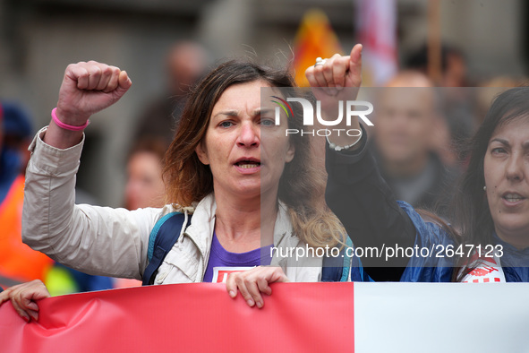 demostration of the first of May, on 1th May 2018 in Barcelona, Spain. 
 -- 