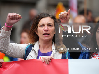 demostration of the first of May, on 1th May 2018 in Barcelona, Spain. 
 -- (