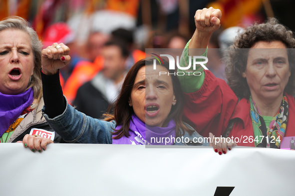 demostration of the first of May, on 1th May 2018 in Barcelona, Spain. 
 -- 