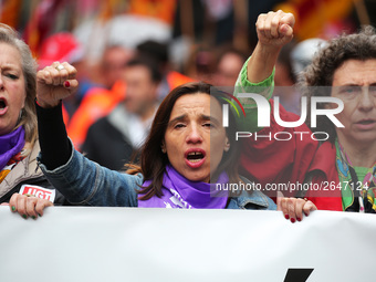 demostration of the first of May, on 1th May 2018 in Barcelona, Spain. 
 -- (