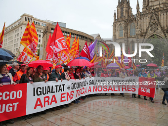 Demostration of the first of May, on 1th May 2018 in Barcelona, Spain.  (