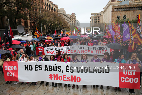 Demostration of the first of May, on 1th May 2018 in Barcelona, Spain.  