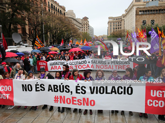 Demostration of the first of May, on 1th May 2018 in Barcelona, Spain.  (