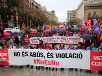 Demostration of the first of May, on 1th May 2018 in Barcelona, Spain.  (