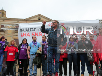 Camil Ros, Gerenal Secretary of UGT Catalunya, during the demostration of the first of May, on 1th May 2018 in Barcelona, Spain. (