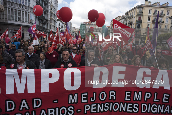 The majority unions call for a demonstration on May 1, which marks the international day of work in Santander, Spain, on 1st May 2018.  Inte...