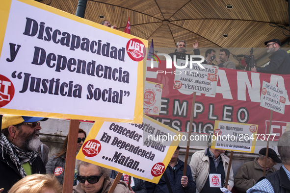 The union leader of Comisiones Obreras (CCOO) in Santander, gives a speech after the demonstration on May 1 in Santander, Spain, on 1st May...