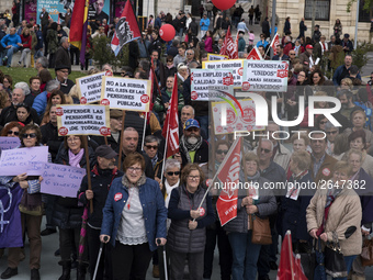 Manifestation of May 1 called by the major unions to commemorate the day of work is used by most groups to claim their rights in Santander,...