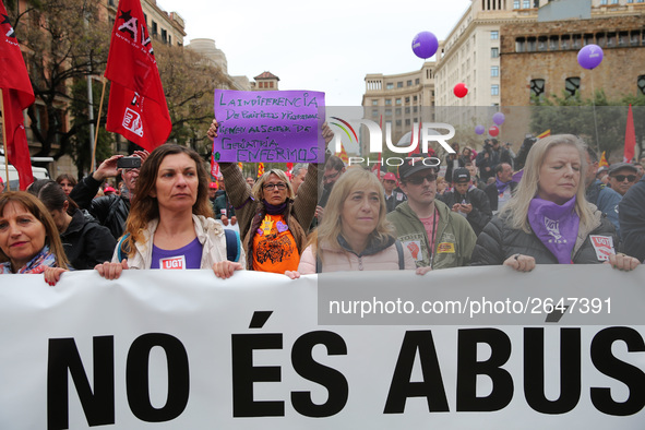 Demostration of the first of May, on 1th May 2018 in Barcelona, Spain.  