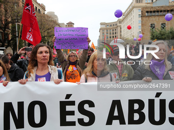 Demostration of the first of May, on 1th May 2018 in Barcelona, Spain.  (