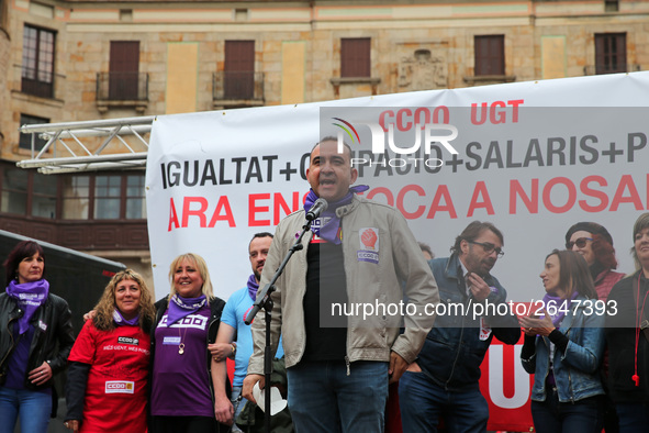 Javier Pacheco, Gerenal Secretary of CCOO Catalunya, during the demostration of the first of May, on 1th May 2018 in Barcelona, Spain.  