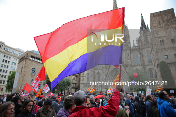 Demostration of the first of May, on 1th May 2018 in Barcelona, Spain.  