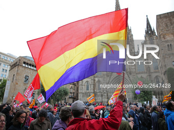 Demostration of the first of May, on 1th May 2018 in Barcelona, Spain.  (